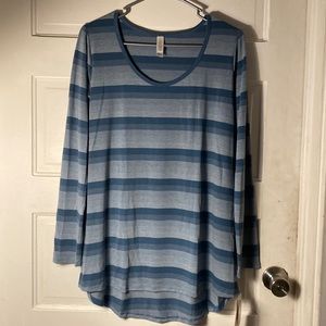 Blue stripes long sleeve top